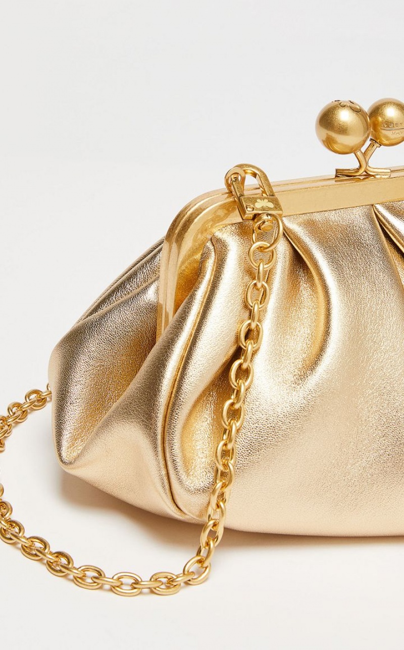 GOLD MaxMara Small Pasticcinoin Laminated Nappa Leather Weekend Bag | MMR594138