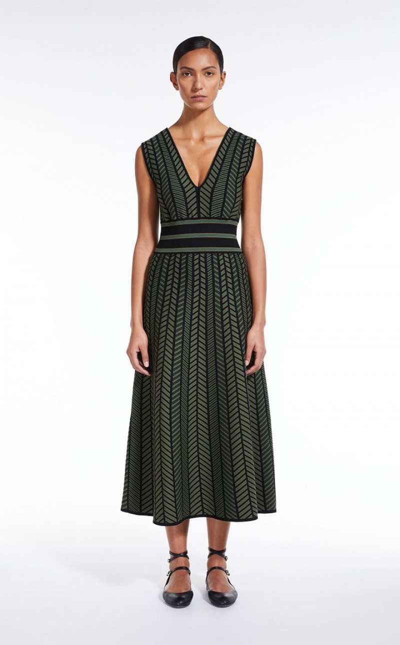 GREEN MaxMara Jacquard Viscose Midi Dresses | MMR593394