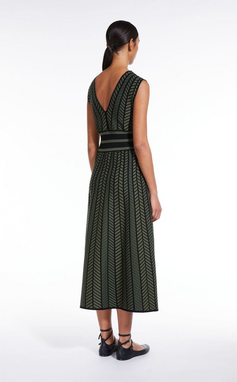 GREEN MaxMara Jacquard Viscose Midi Dresses | MMR593394