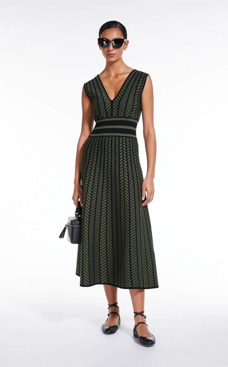 GREEN MaxMara Jacquard Viscose Midi Dresses | MMR593394