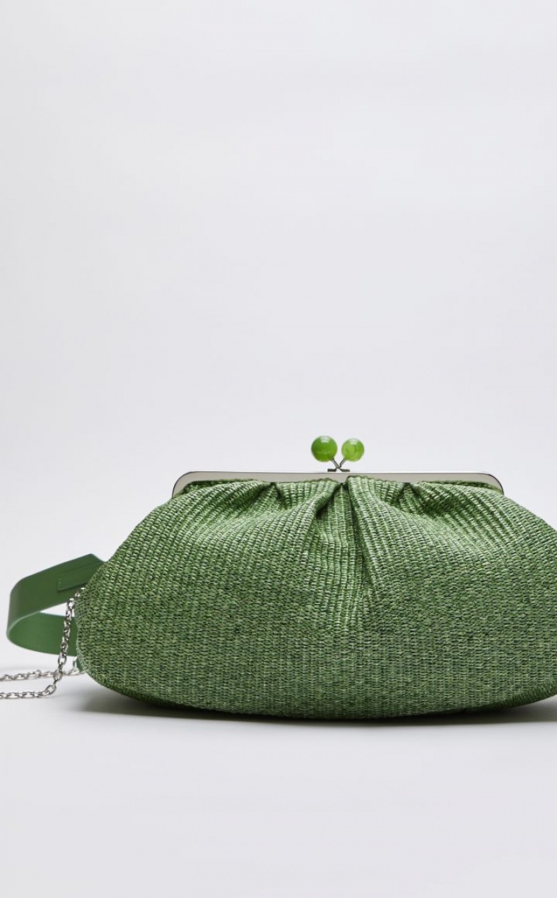 GREEN MaxMara Large Pasticcinoin Raffia Weekend Bag | MMR594145