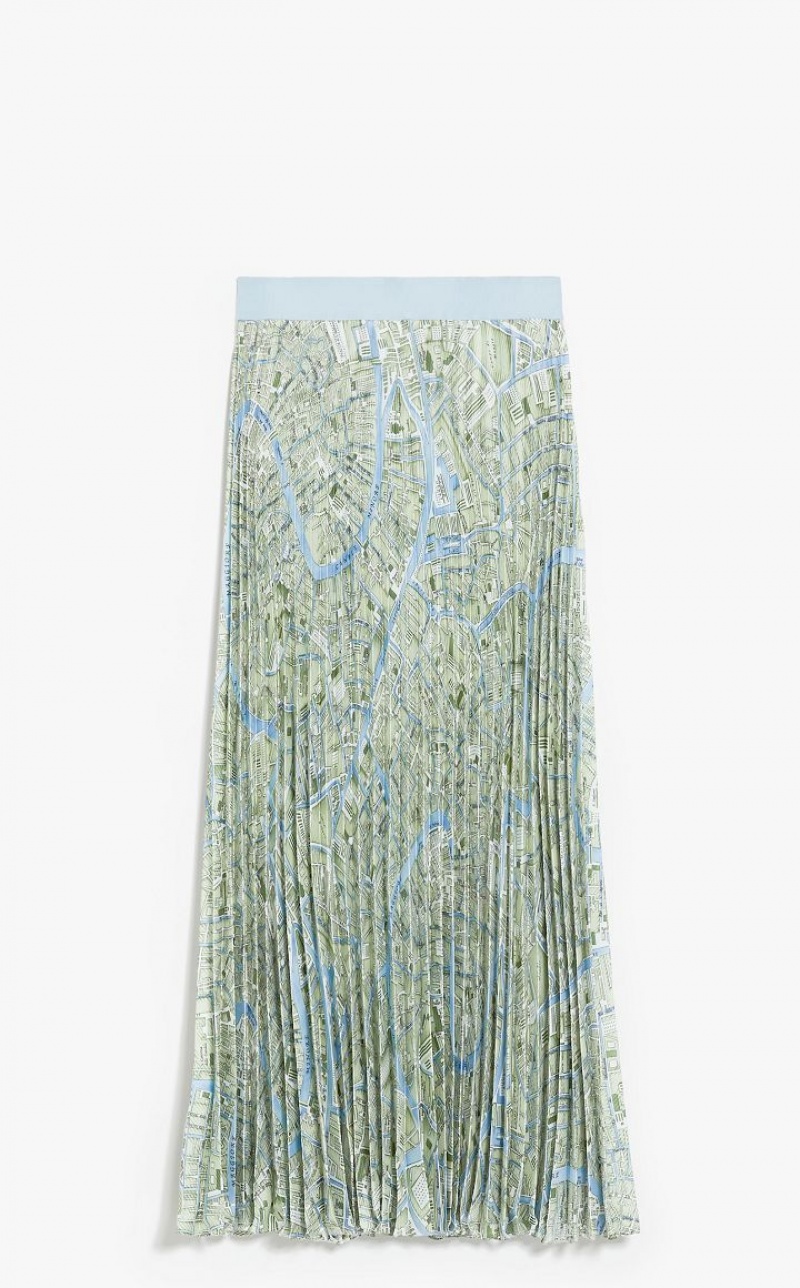 GREEN MaxMara Pleated In Printed Twill Skirts | MMR593715