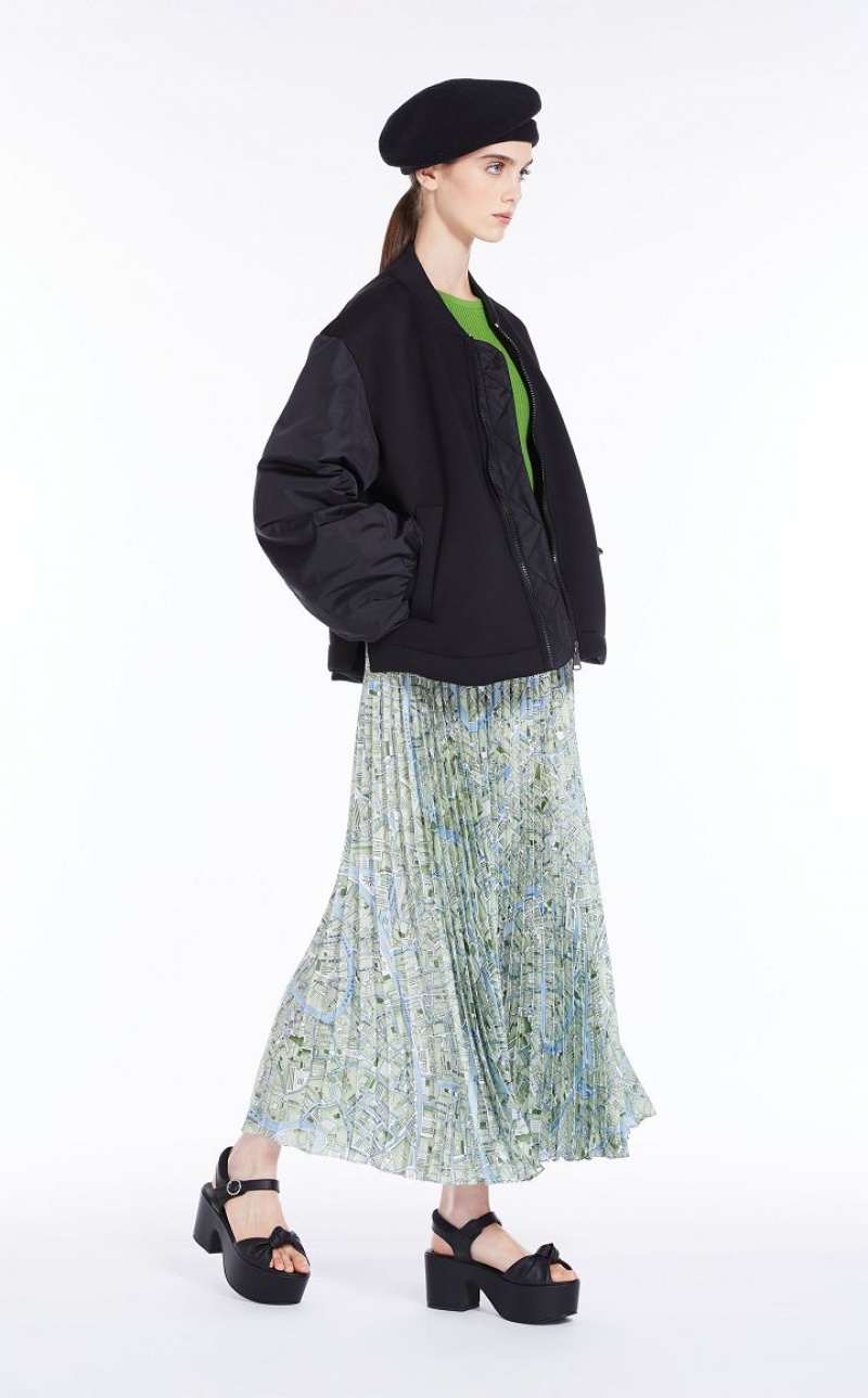 GREEN MaxMara Pleated In Printed Twill Skirts | MMR593715