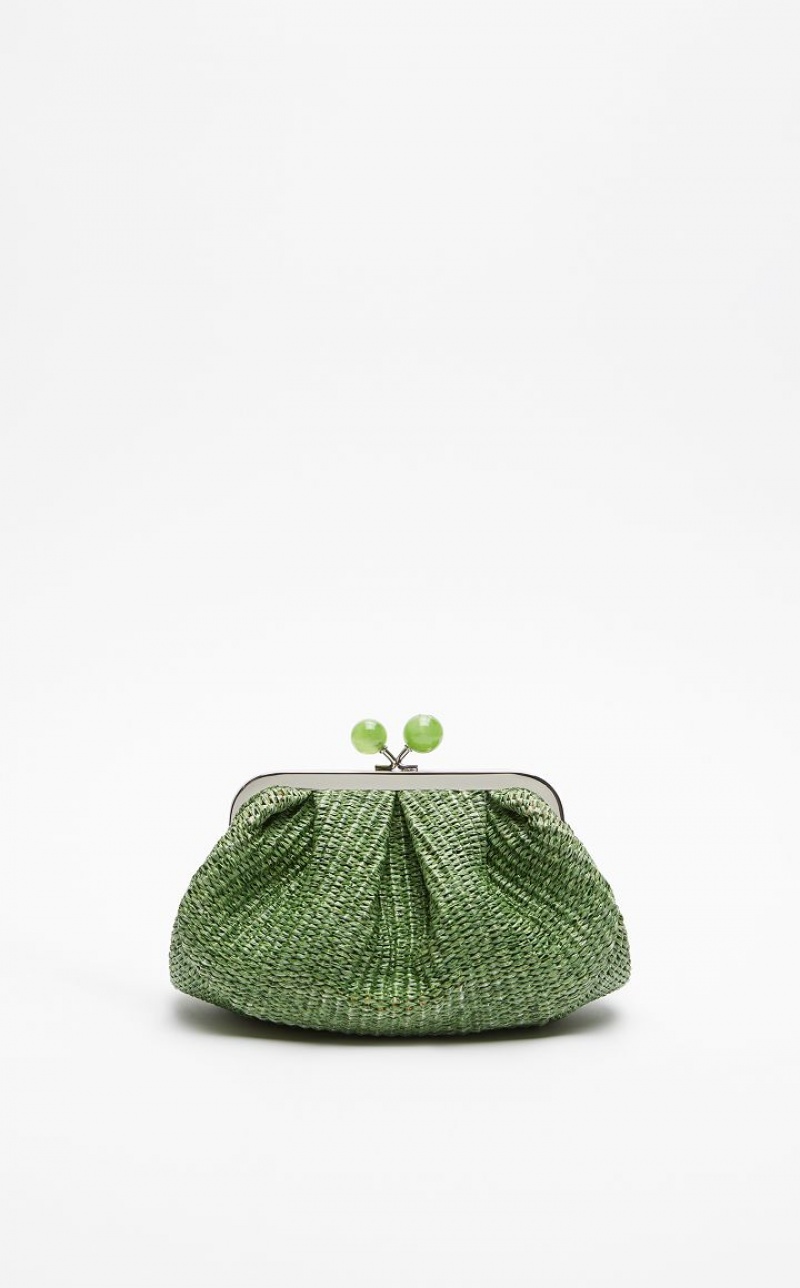 GREEN MaxMara Small Pasticcinoin Raffia Weekend Bag | MMR594168