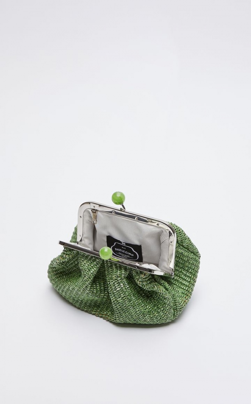 GREEN MaxMara Small Pasticcinoin Raffia Weekend Bag | MMR594168