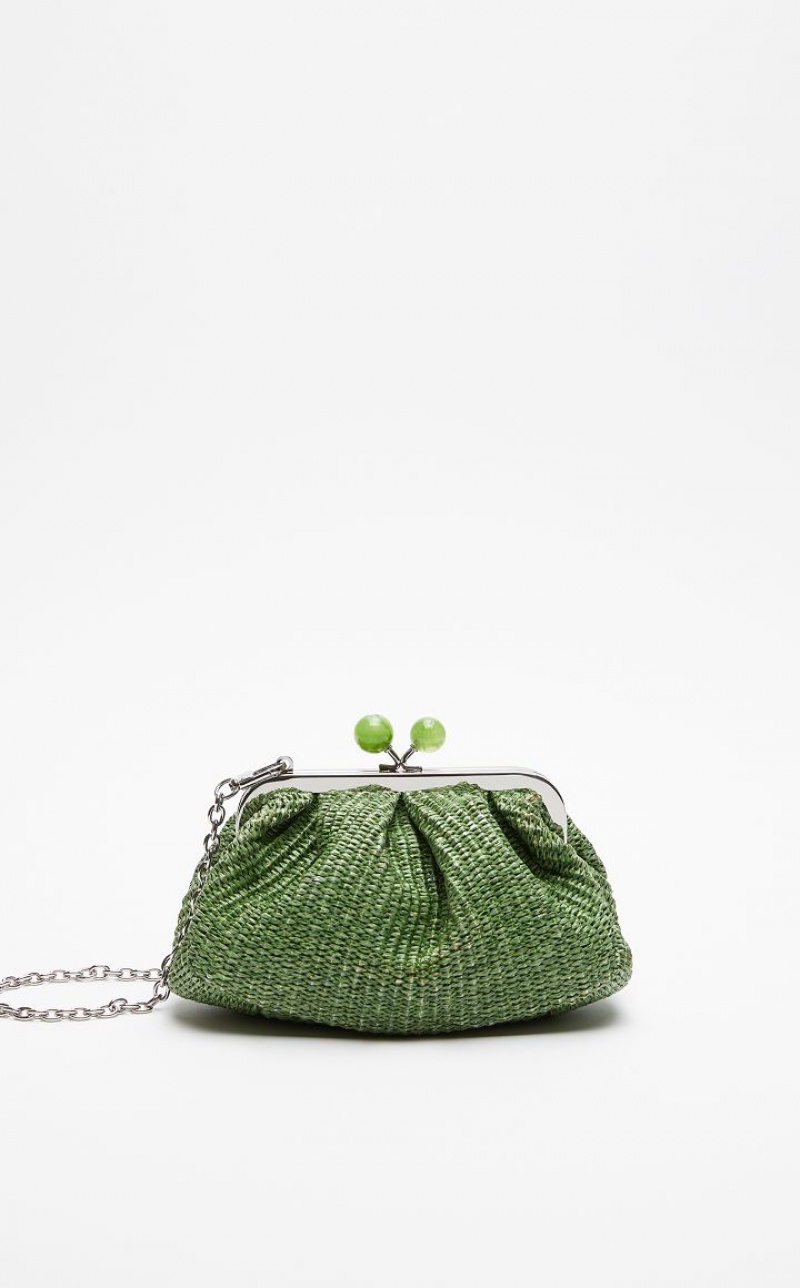 GREEN MaxMara Small Pasticcinoin Raffia Weekend Bag | MMR594168