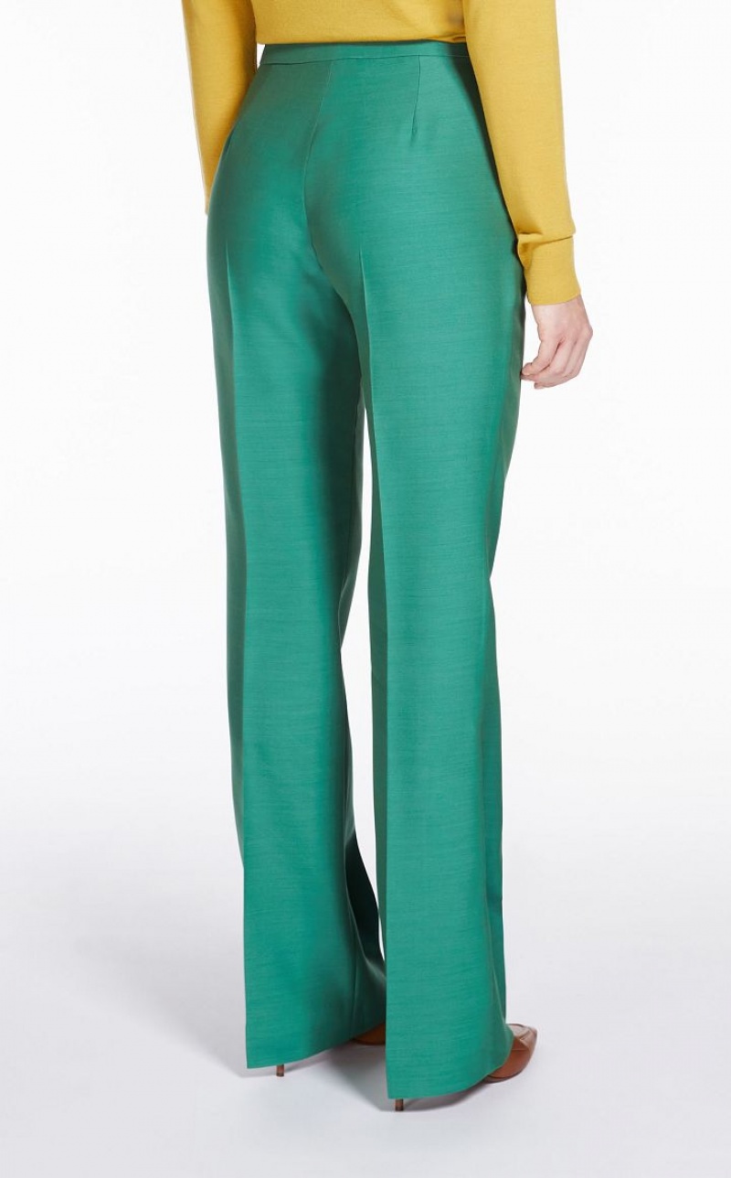 GREEN MaxMara Wool And Silk Double-fabric Trousers | MMR593743