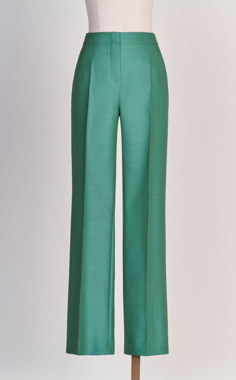 GREEN MaxMara Wool And Silk Double-fabric Trousers | MMR593743