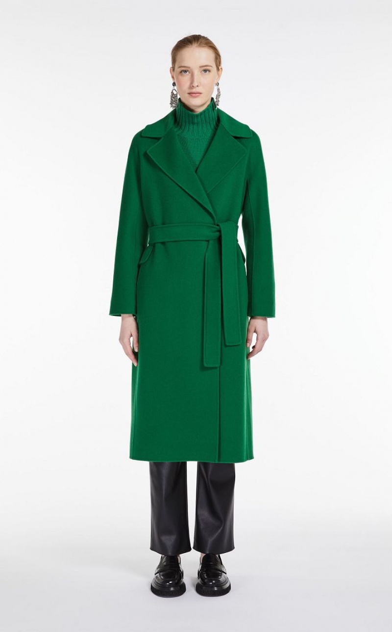 GREEN MaxMara Wool Belted Coats | MMR593868