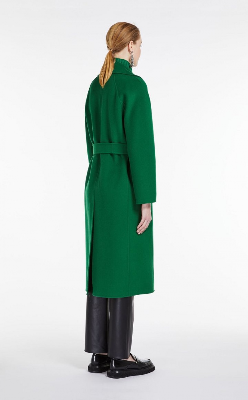 GREEN MaxMara Wool Belted Coats | MMR593868