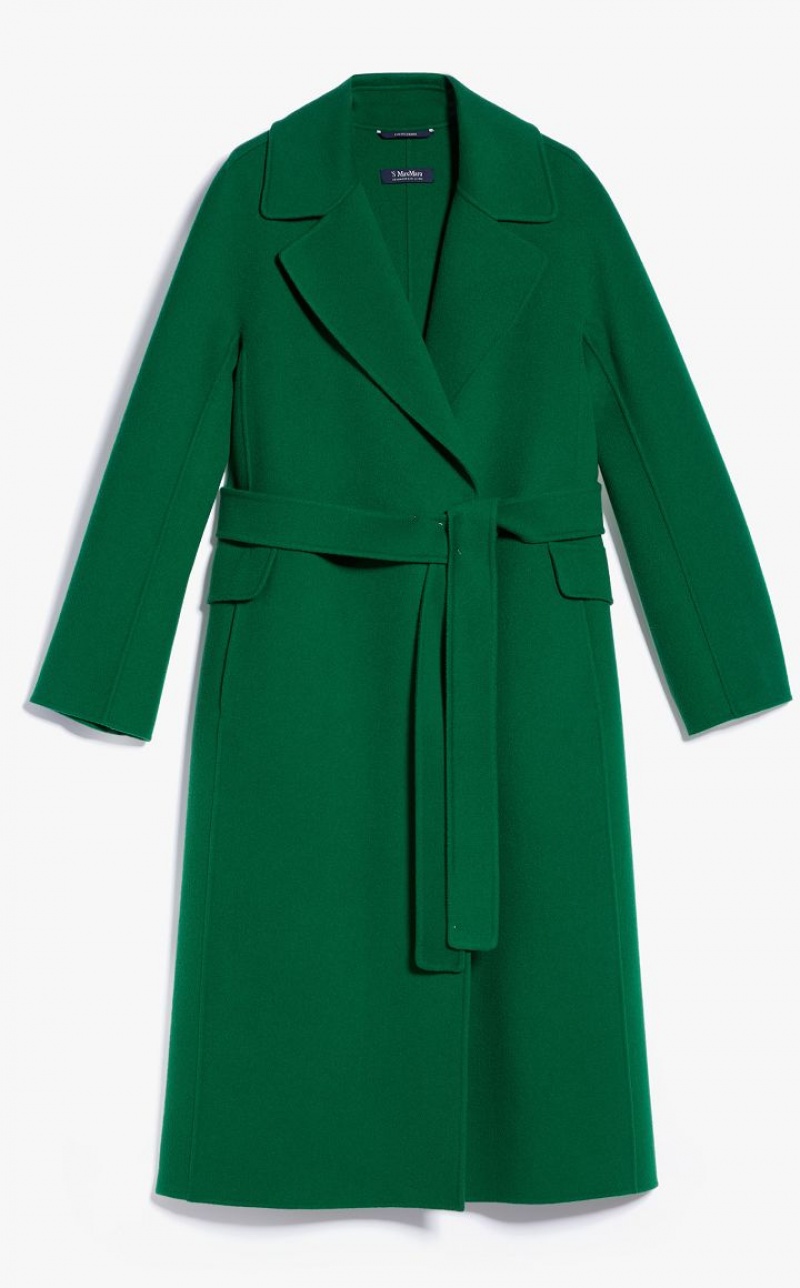 GREEN MaxMara Wool Belted Coats | MMR593868