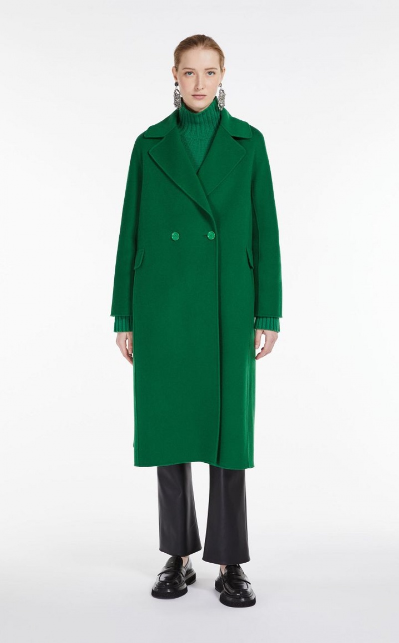 GREEN MaxMara Wool Belted Coats | MMR593868