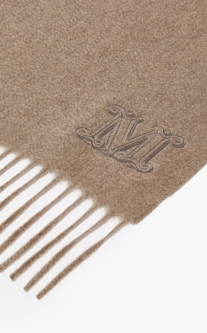 HAZELNUT BROWN MaxMara Cashmere Stole With Embroidery Scarves | MMR594268