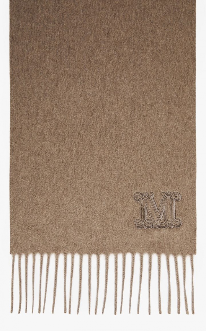 HAZELNUT BROWN MaxMara Cashmere Stole With Embroidery Scarves | MMR594268