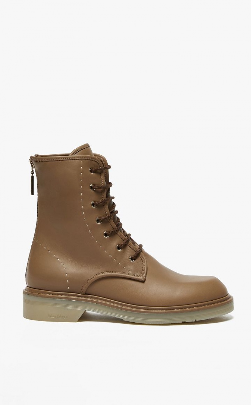 HAZELNUT BROWN MaxMara Leather Ankle Boots | MMR594189