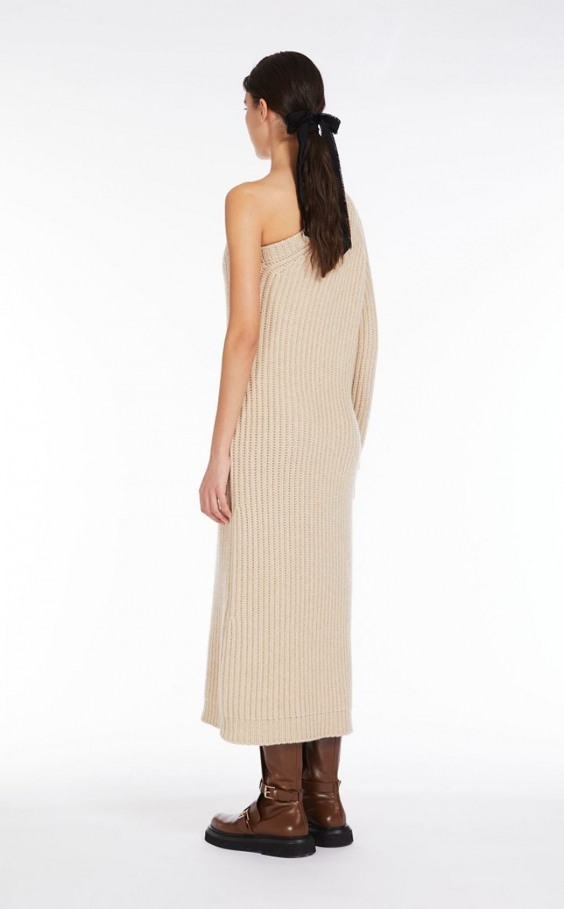 HONEY MaxMara Ribbed Wool And Cashmere One-shoulder Dresses | MMR593283