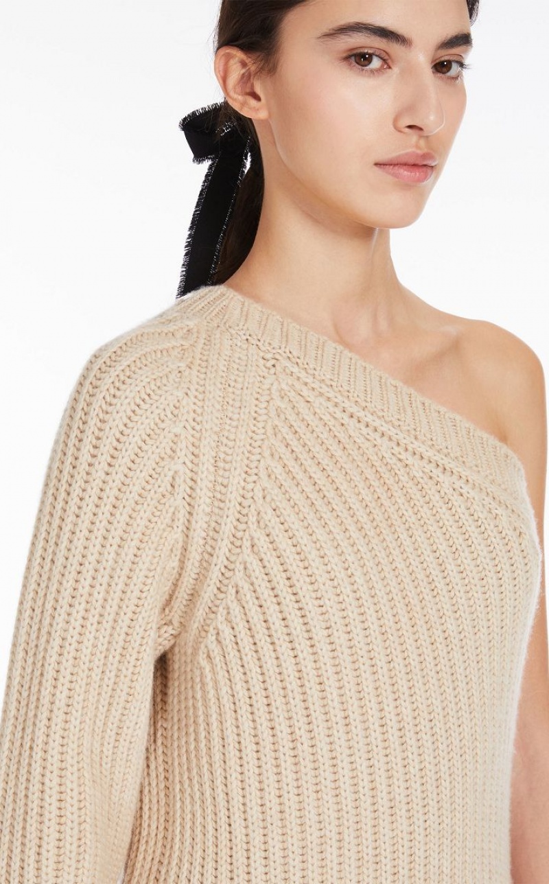 HONEY MaxMara Ribbed Wool And Cashmere One-shoulder Dresses | MMR593283