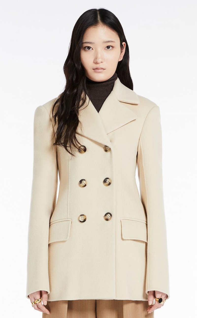 IVORY MaxMara Double-faced Woollen Cloth Pea Coats | MMR593836