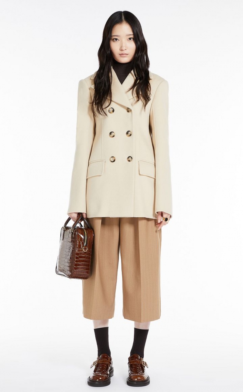 IVORY MaxMara Double-faced Woollen Cloth Pea Coats | MMR593836