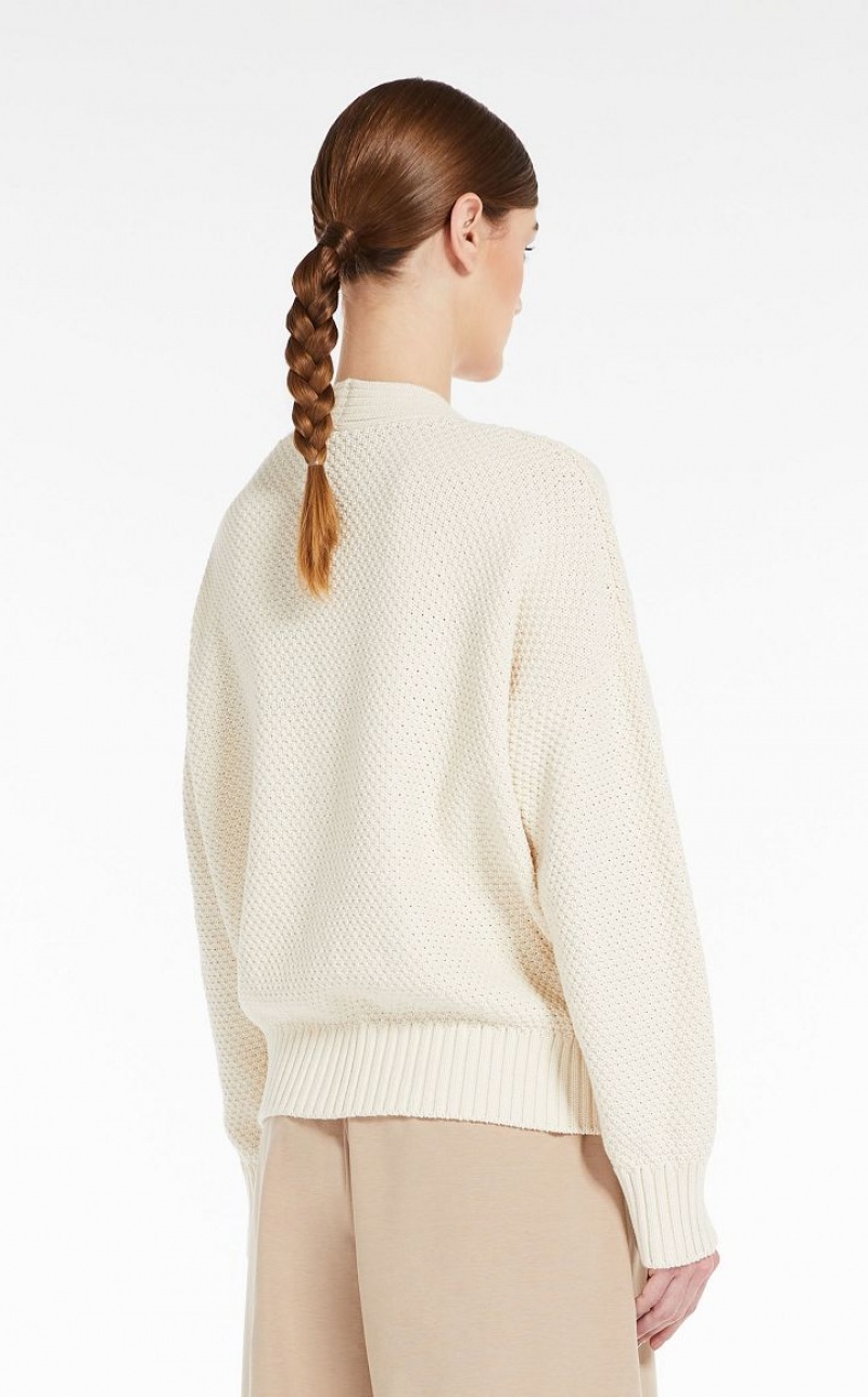 IVORY MaxMara Oversized Cotton Cardigan Knitwear | MMR593462