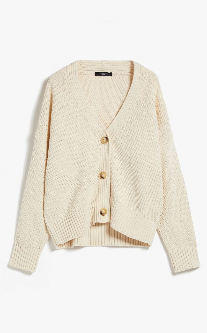 IVORY MaxMara Oversized Cotton Cardigan Knitwear | MMR593462