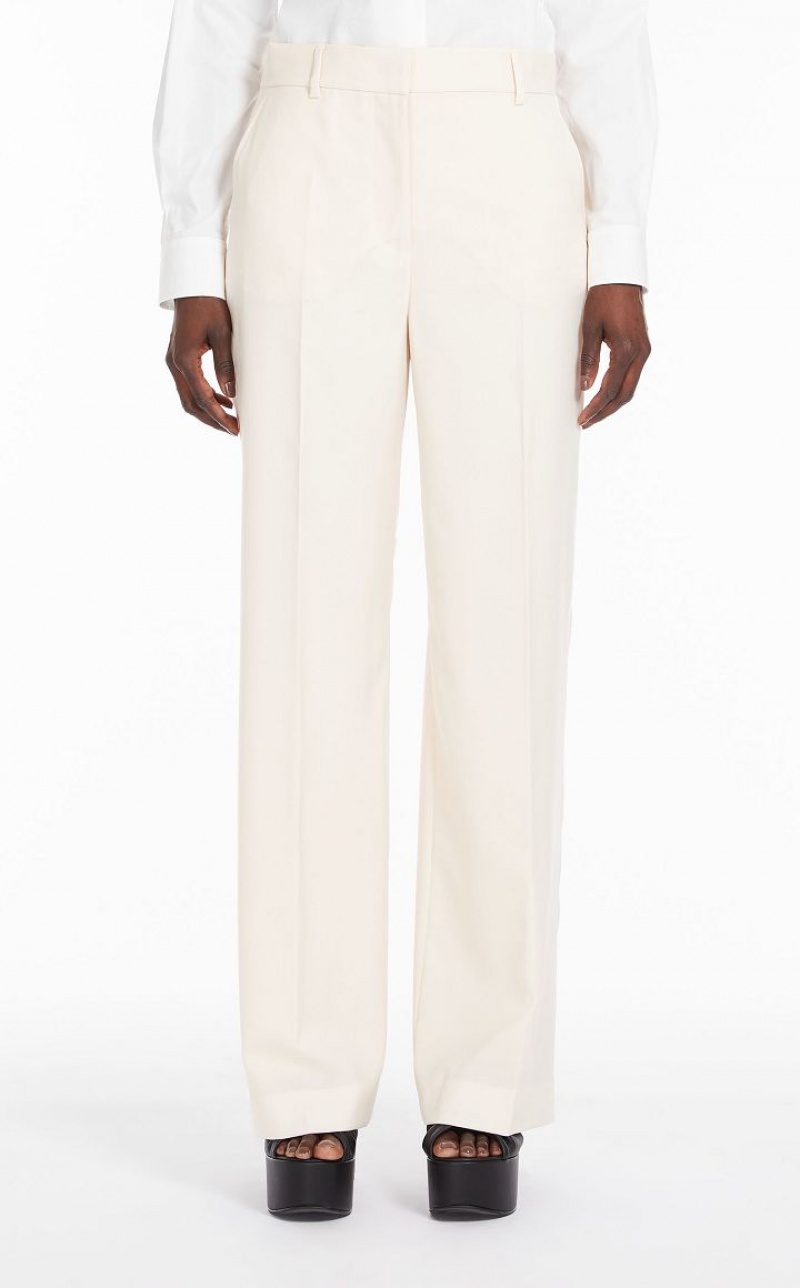 IVORY MaxMara Palazzo In Wool Trousers | MMR593786