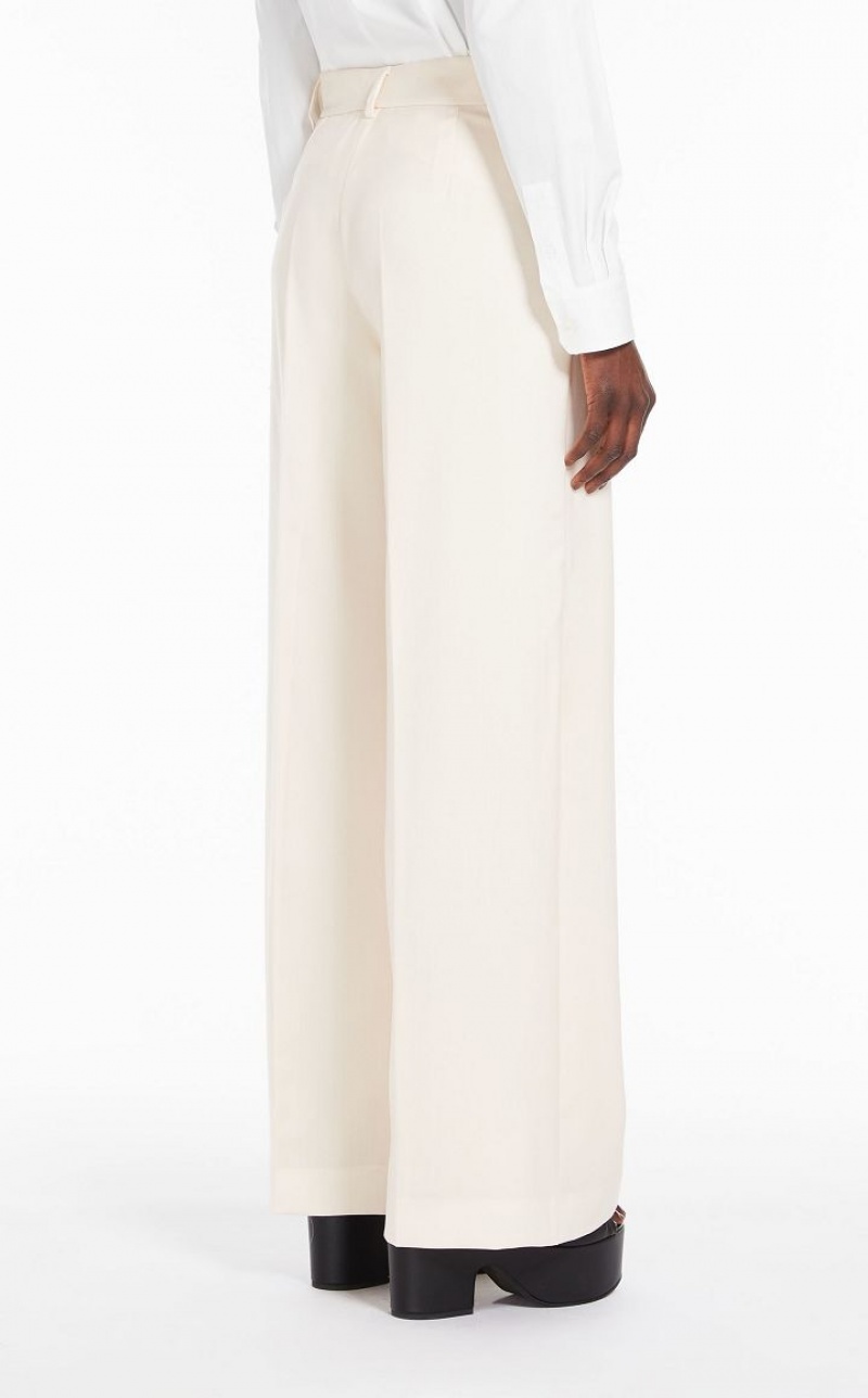 IVORY MaxMara Palazzo In Wool Trousers | MMR593786