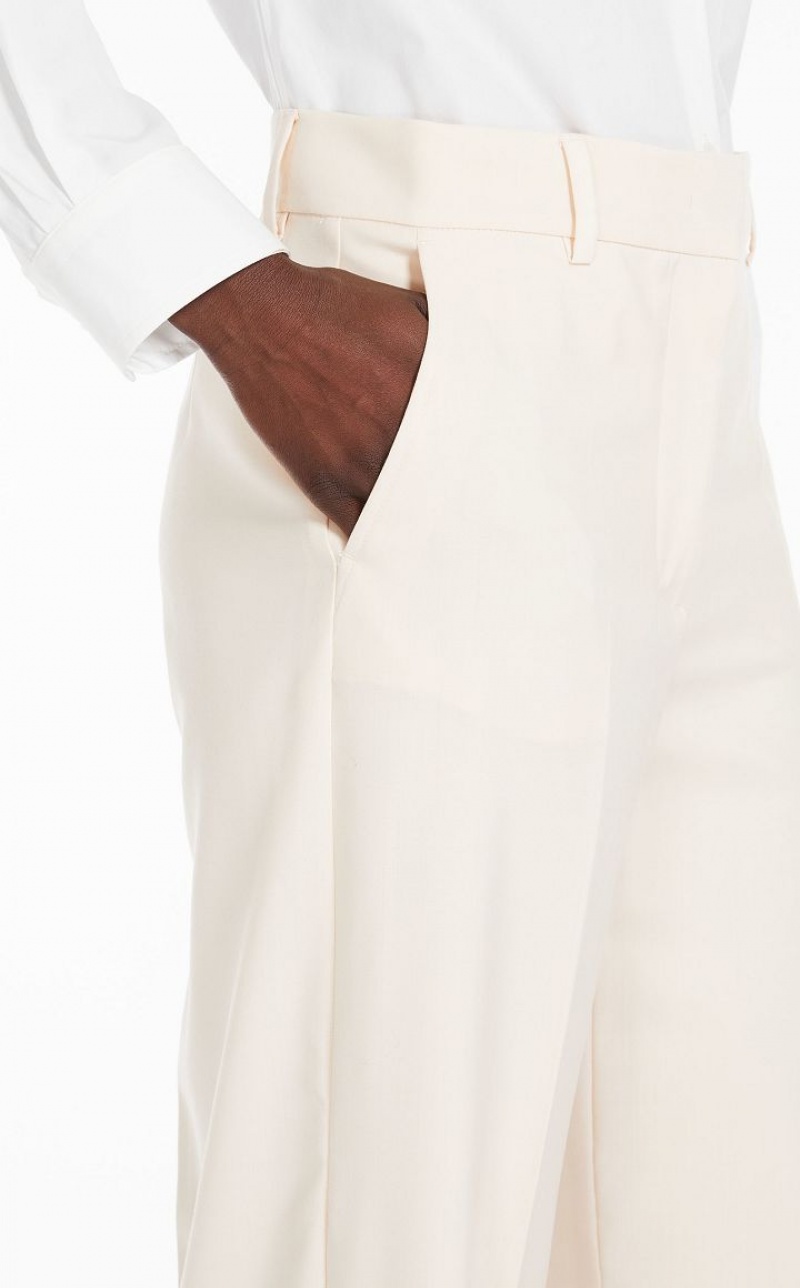 IVORY MaxMara Palazzo In Wool Trousers | MMR593786