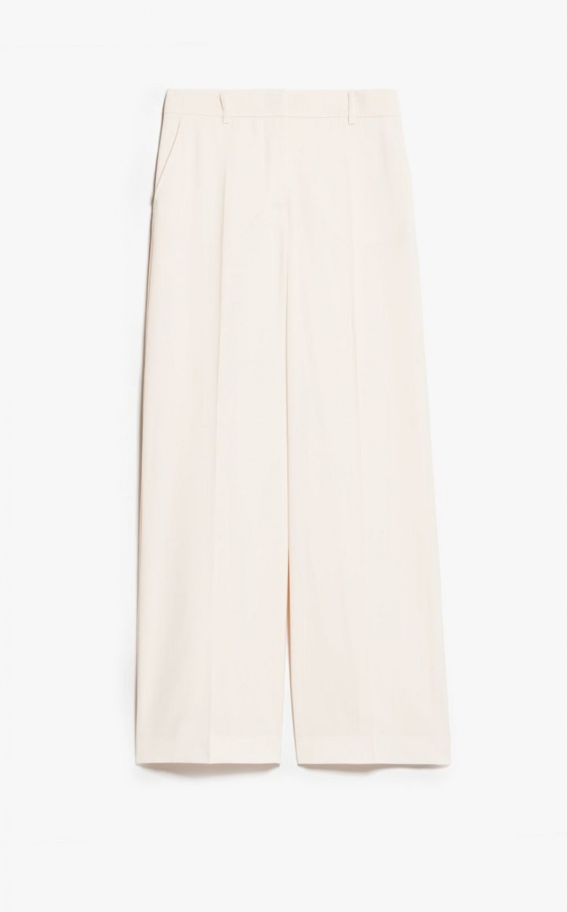 IVORY MaxMara Palazzo In Wool Trousers | MMR593786