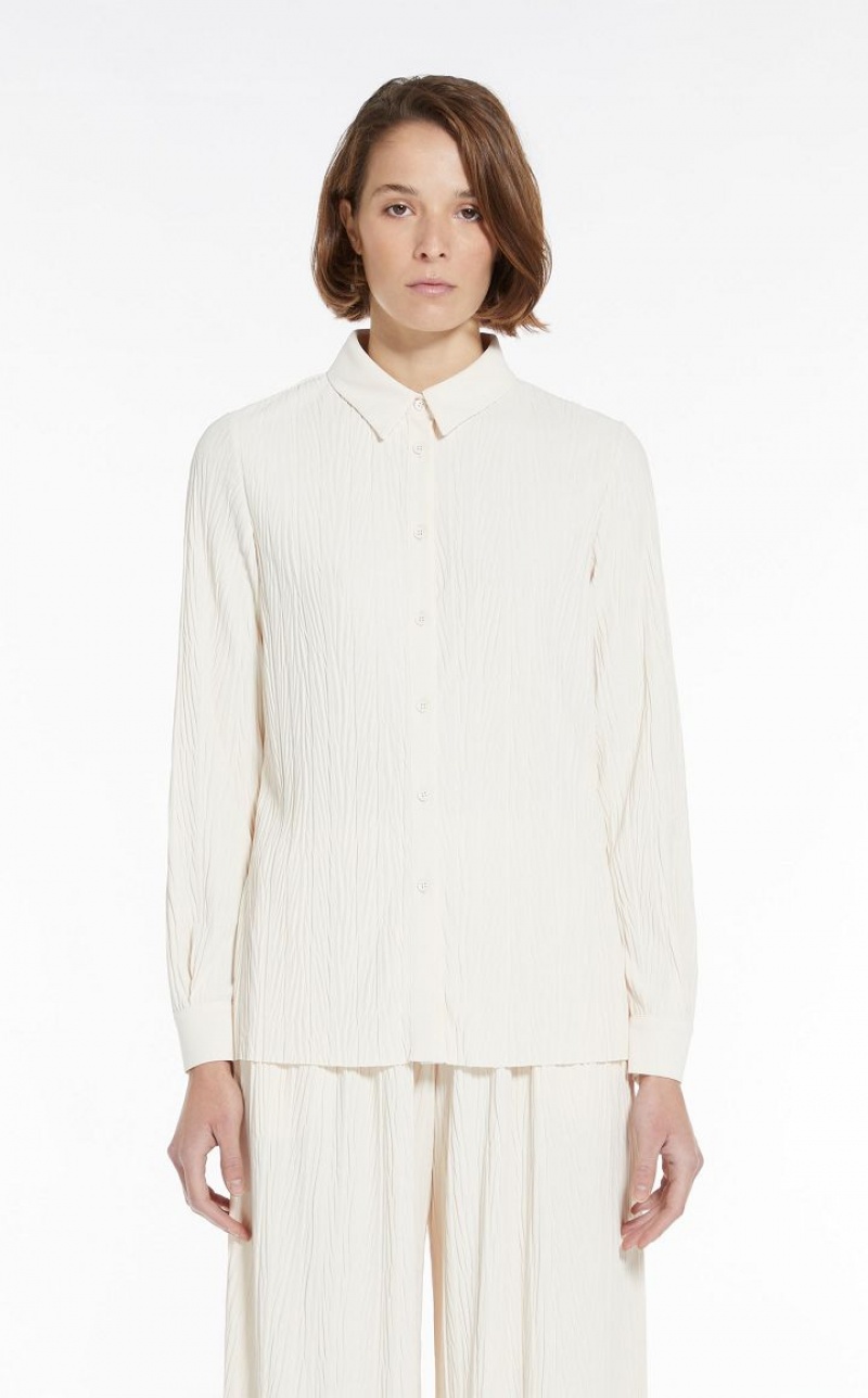 IVORY MaxMara Pleated Jersey Tops | MMR593642