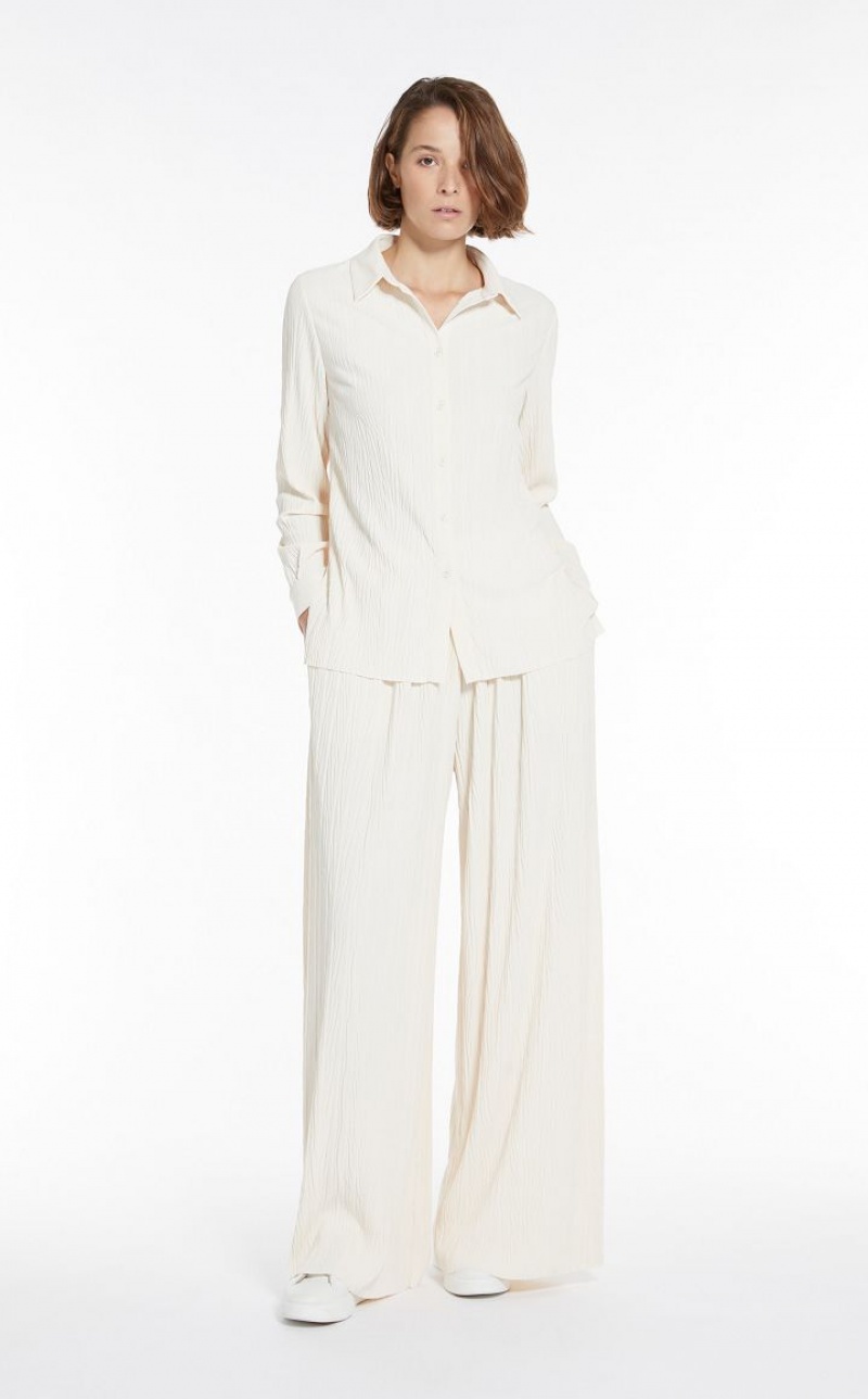 IVORY MaxMara Pleated Jersey Tops | MMR593642