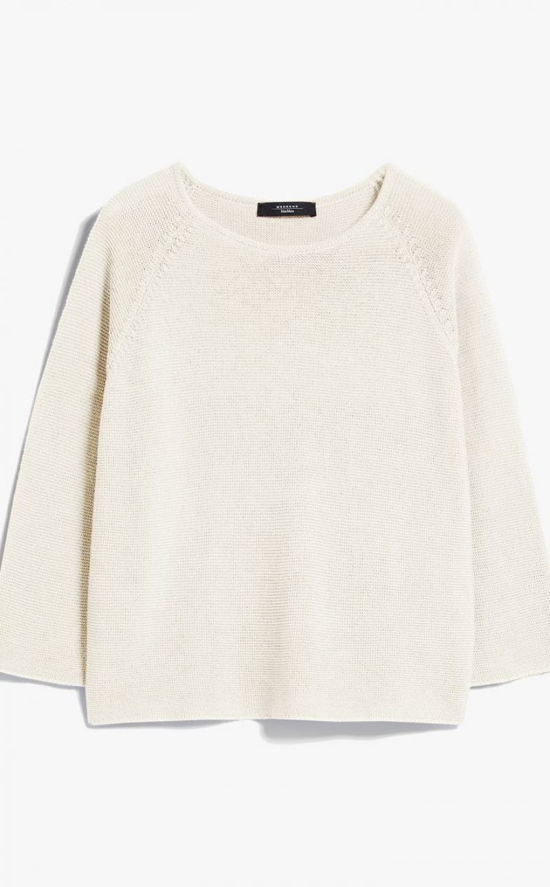 IVORY MaxMara Round-neck Cotton Top Knitwear | MMR593470