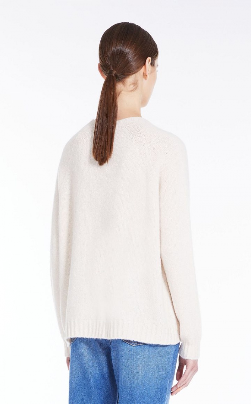 IVORY MaxMara Soft Top In Alpaca And Cotton Knitwear | MMR593430