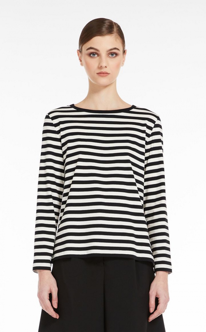 IVORY MaxMara Striped Jersey T-shirts | MMR593678