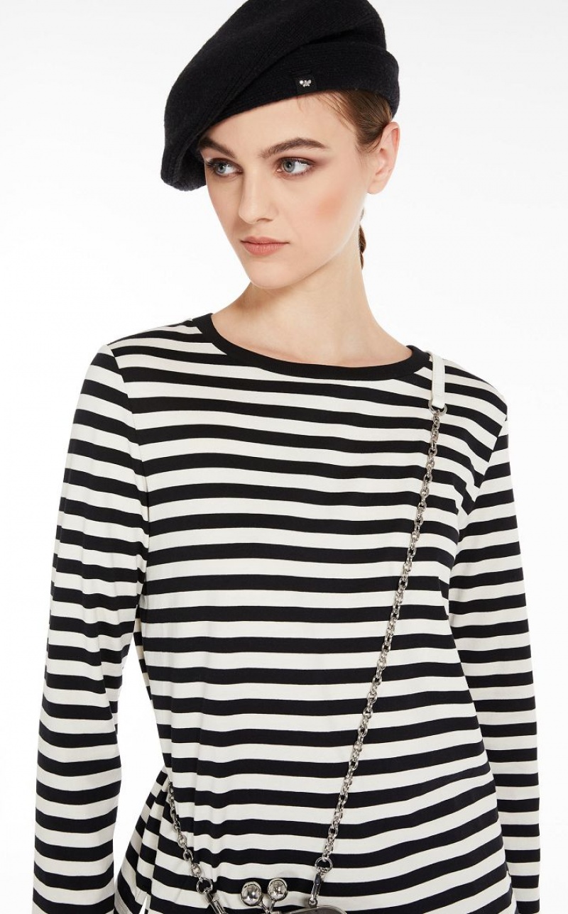 IVORY MaxMara Striped Jersey T-shirts | MMR593678