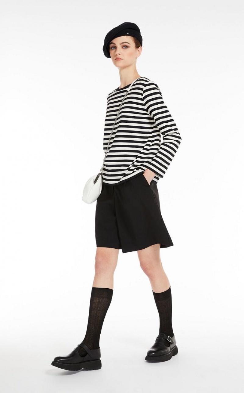 IVORY MaxMara Striped Jersey T-shirts | MMR593678