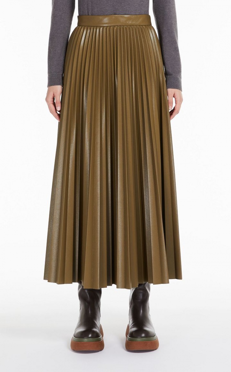 KAKI MaxMara Coated Jersey Skirts | MMR593696