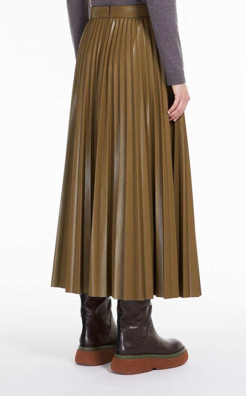 KAKI MaxMara Coated Jersey Skirts | MMR593696