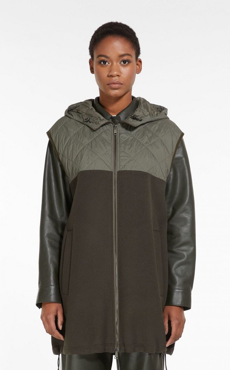 KAKI MaxMara Gilet In Technical Fabric And Wool Padded | MMR593988