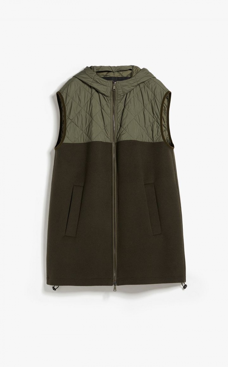 KAKI MaxMara Gilet In Technical Fabric And Wool Padded | MMR593988