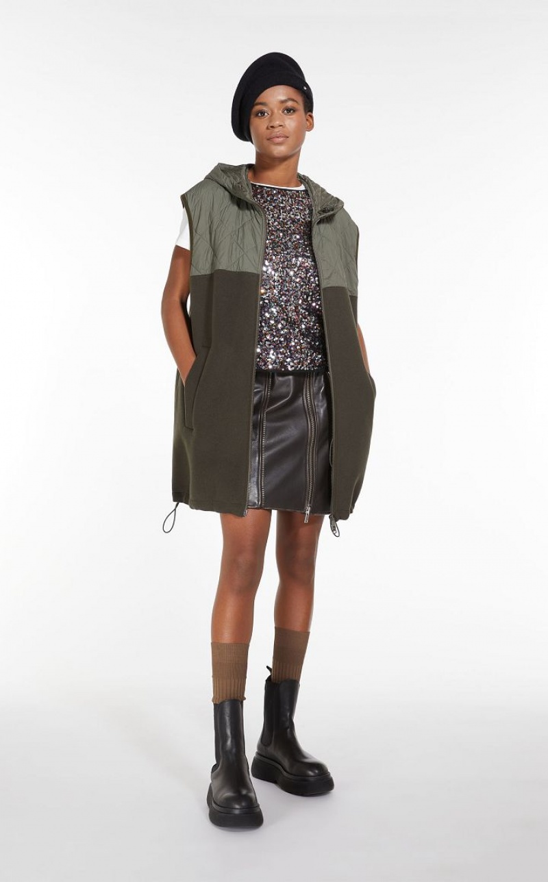 KAKI MaxMara Gilet In Technical Fabric And Wool Padded | MMR593988