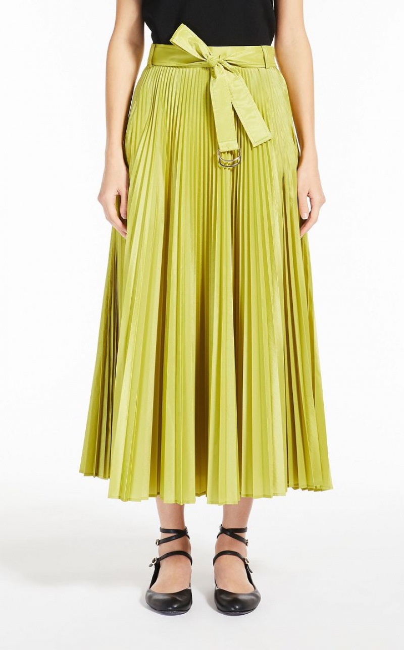 LEMON MaxMara Pleated Silk Blend Skirts | MMR593724