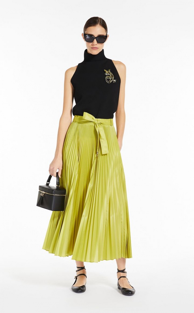 LEMON MaxMara Pleated Silk Blend Skirts | MMR593724