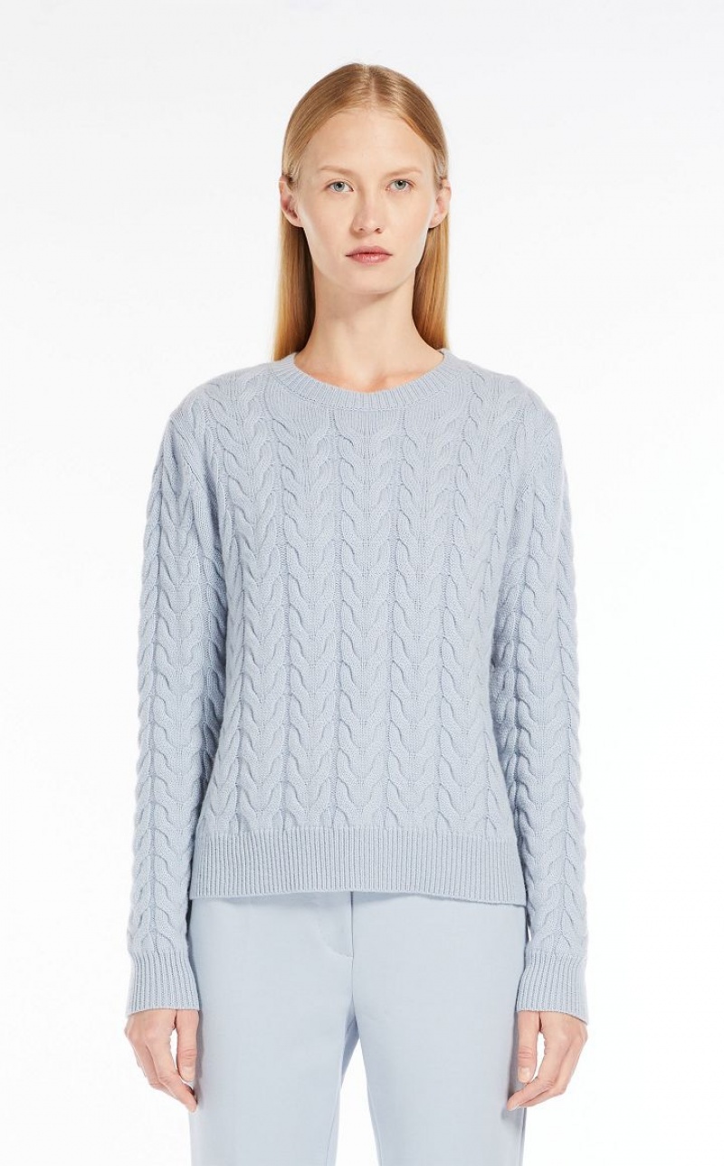 LIGHT BLUE MaxMara Cable Cashmere Knitwear | MMR593419