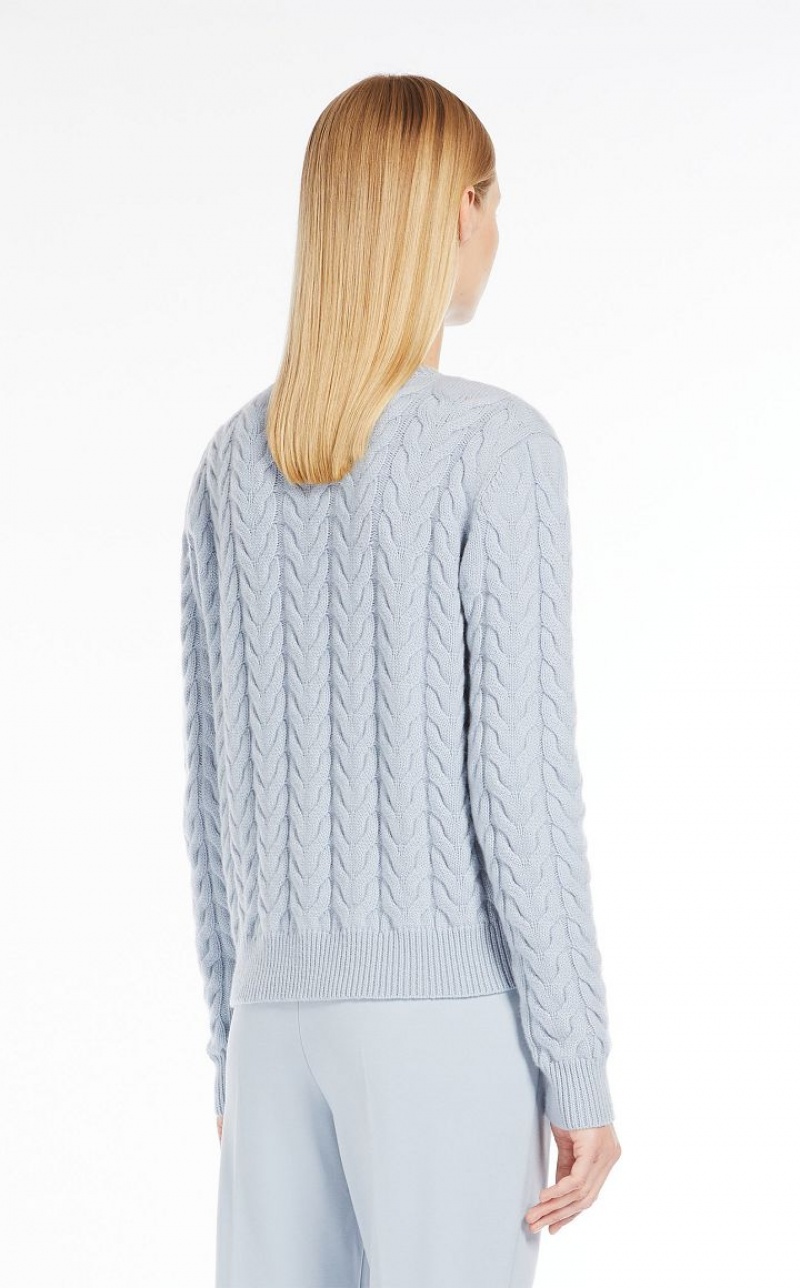 LIGHT BLUE MaxMara Cable Cashmere Knitwear | MMR593419