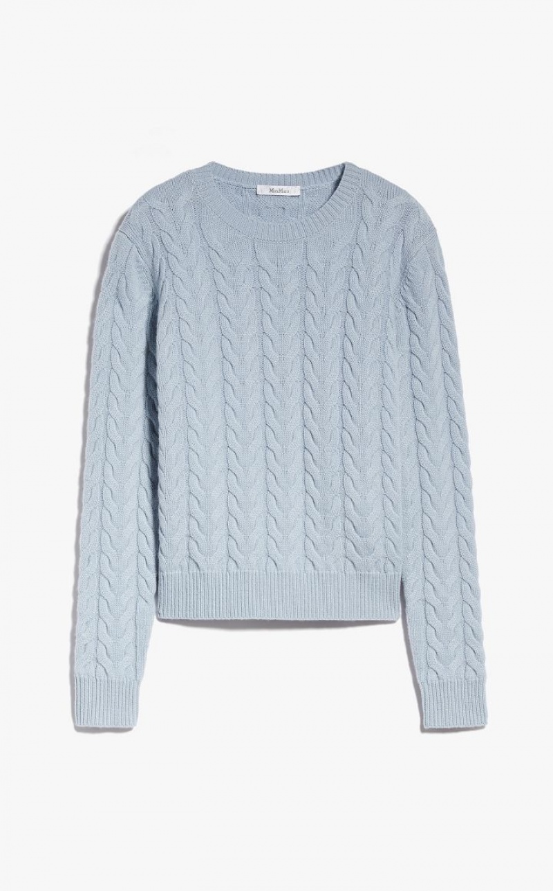 LIGHT BLUE MaxMara Cable Cashmere Knitwear | MMR593419