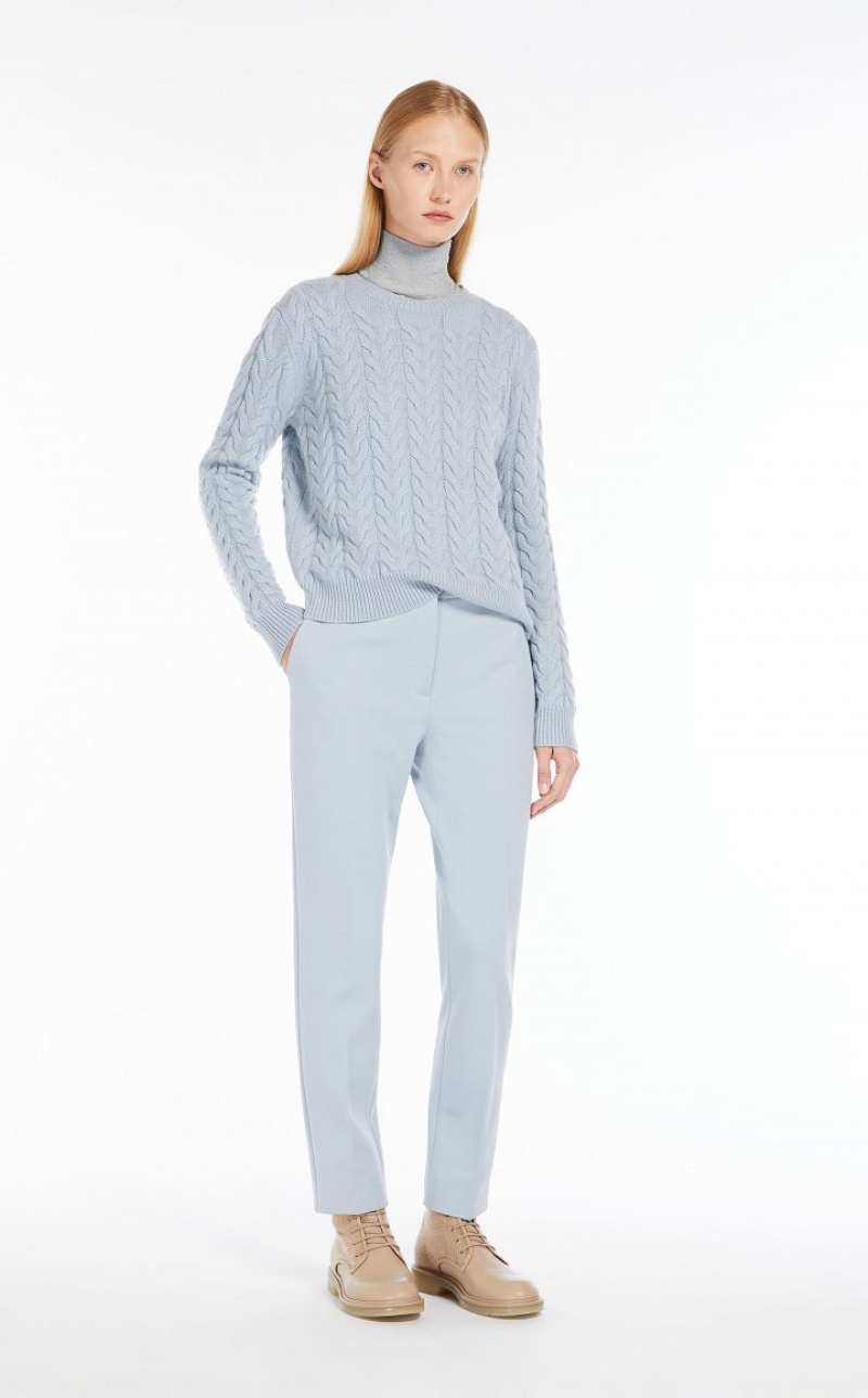 LIGHT BLUE MaxMara Cable Cashmere Knitwear | MMR593419