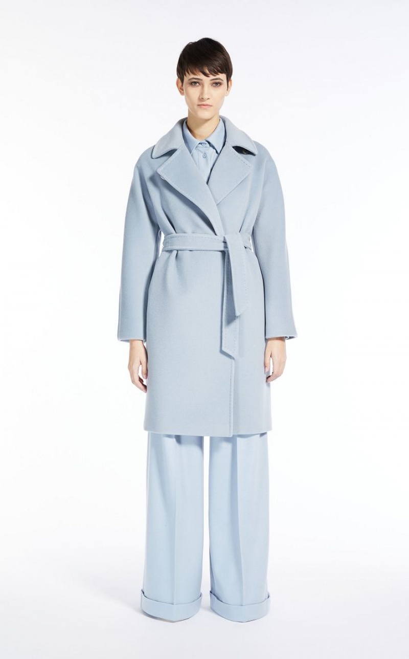 LIGHT BLUE MaxMara Cashmere And Wool Robe Coats | MMR593876