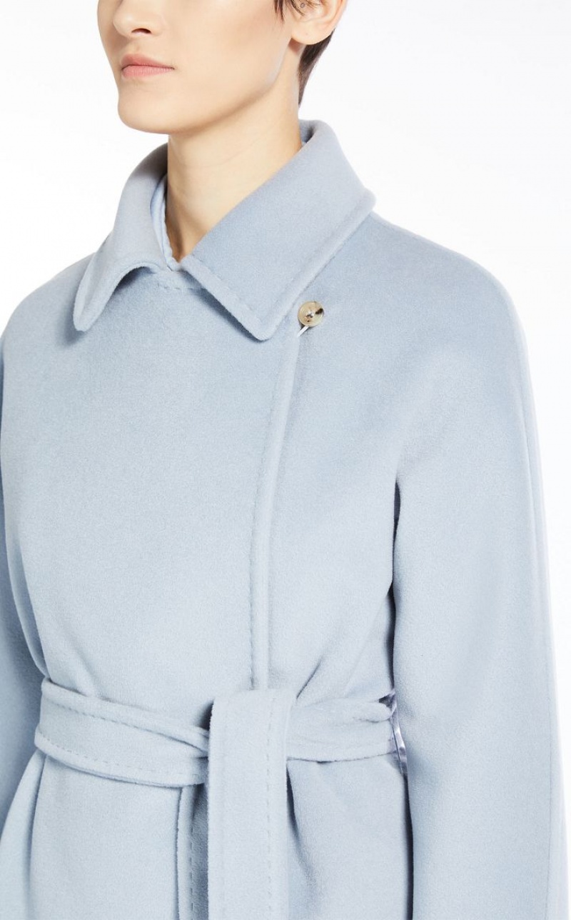 LIGHT BLUE MaxMara Cashmere And Wool Robe Coats | MMR593876