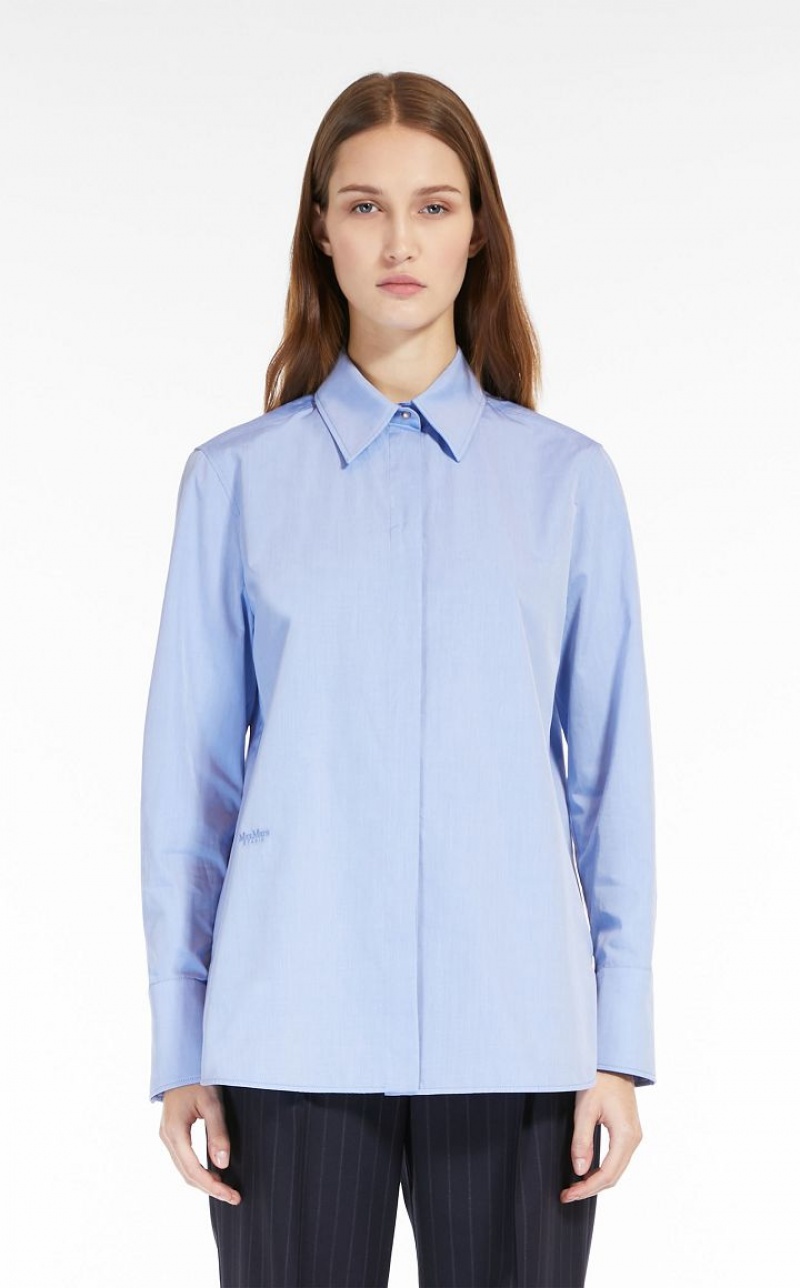 LIGHT BLUE MaxMara Chambray Boyfriend Blouses | MMR593613